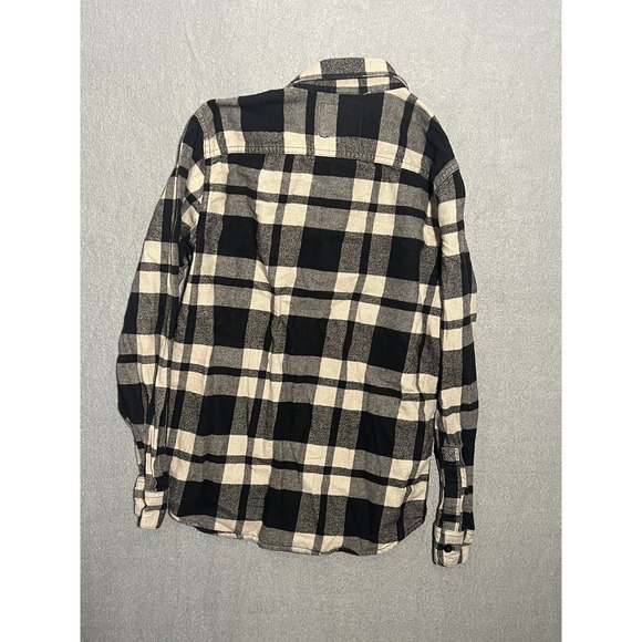 Hollister Men's XS Black Cream Plaid Flannel Long Sleeve Button Down Shirt - Picture 7 of 7